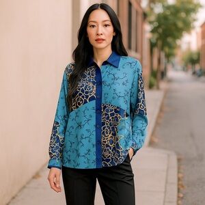 August Max Silk Oversized Tunic Blouse NWT size 4